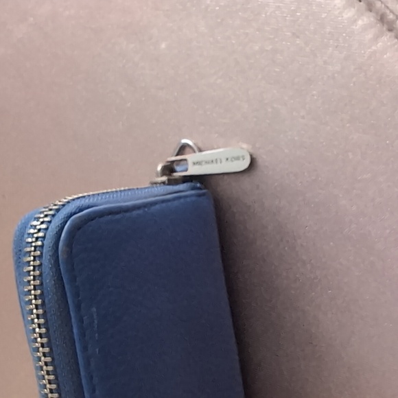 Michael Kors Blue Saffiano Leather Zip around Wallet - Picture 7 of 9